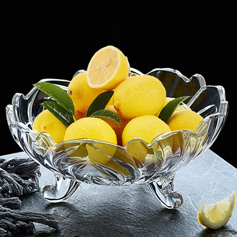 欧式水晶玻璃水果盘 现代客厅创意家用茶几糖果盆 大号沙拉干果篮