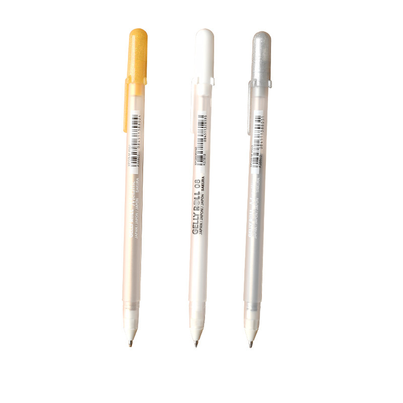 樱花白色留白水彩白线笔波晒笔银色高光笔记号笔