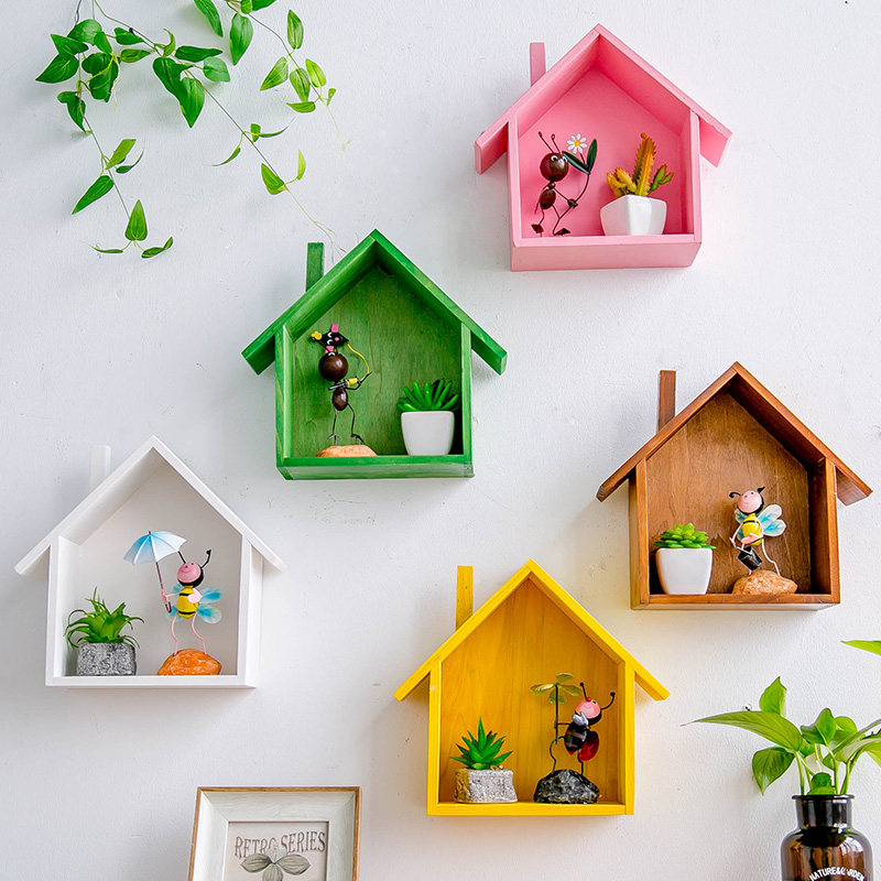 墙面壁饰小木屋美式家庭店铺彩色小房子墙上装饰品壁饰