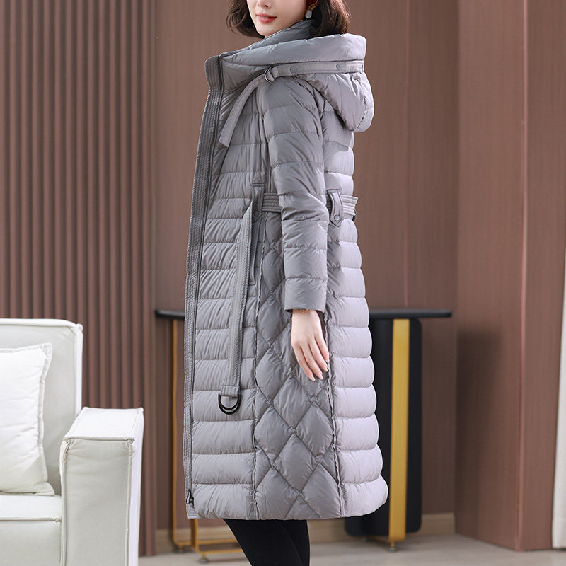 声雨竹旗舰店2022冬装新款渔牌女装正品长款轻薄修身羽绒服外套潮