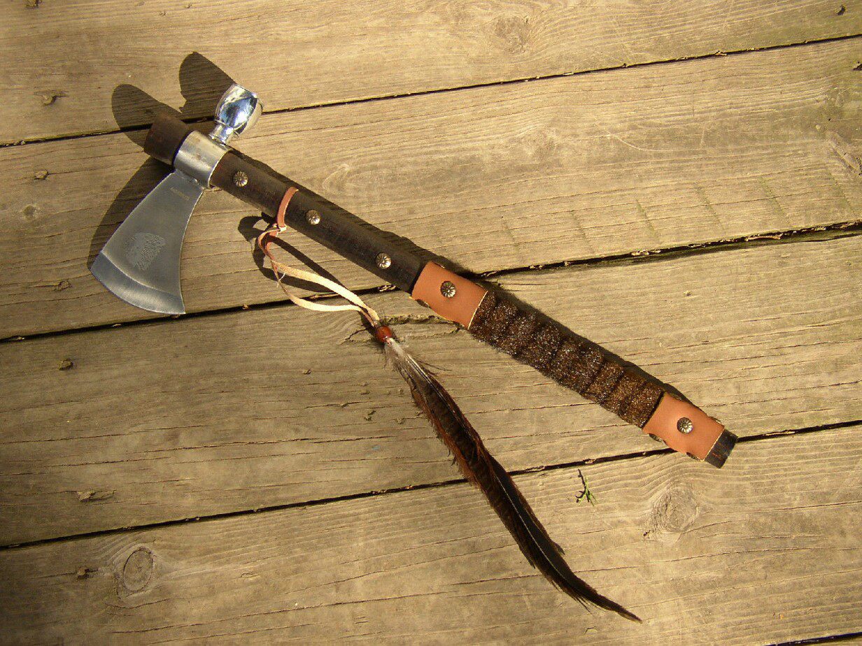 烟斗西班牙手工锻造手斧印第安斧头头状未开开刃工兵斧