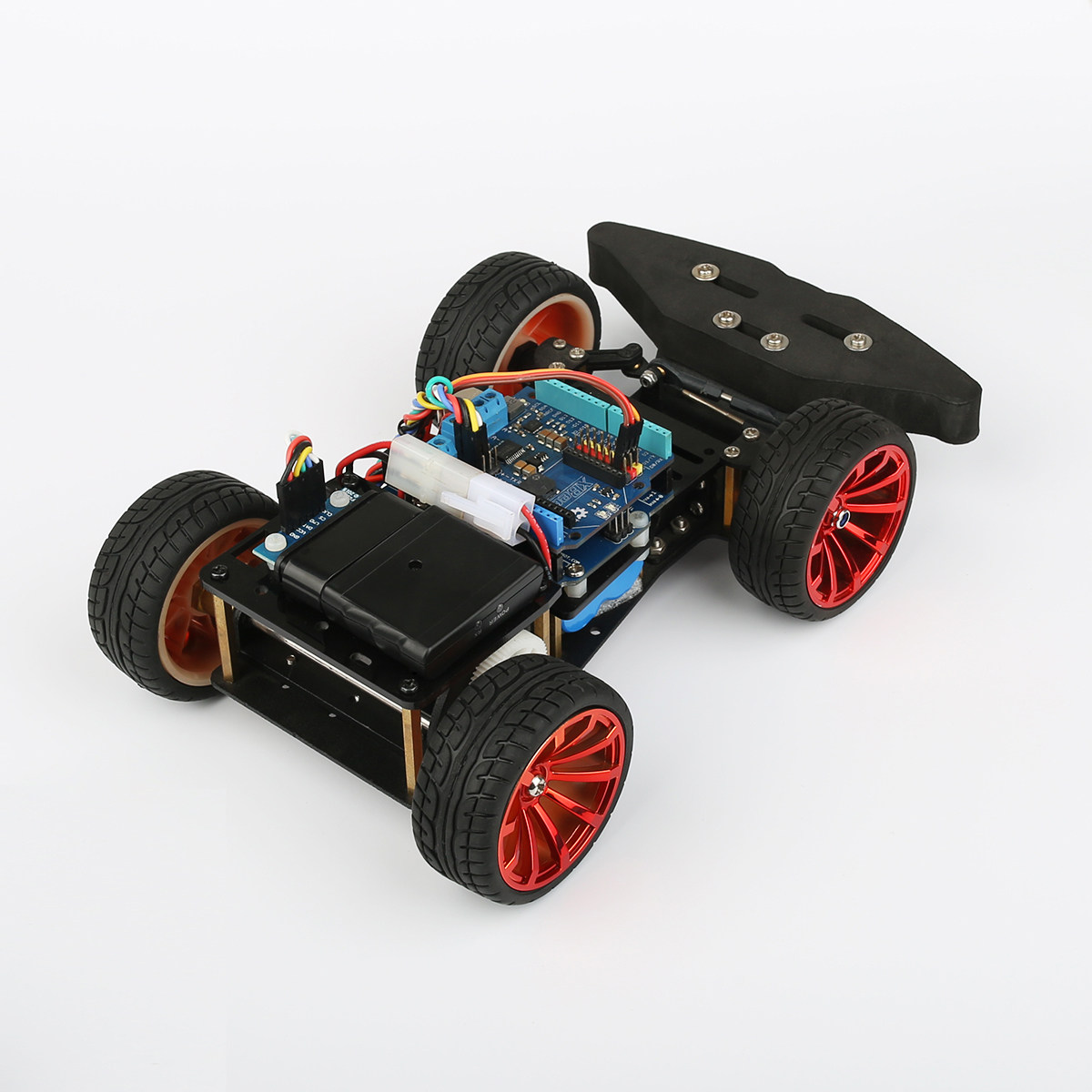 智能车底底盘舵机转向4wd小车金属电机ps2智能车