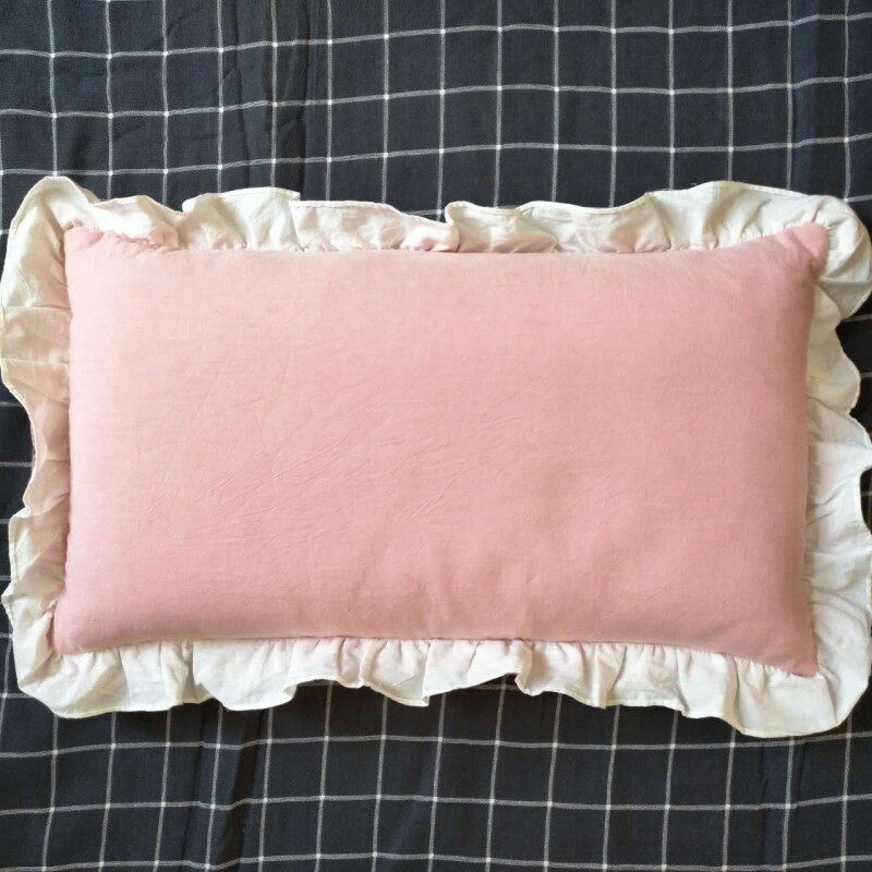 小米壳枕芯纯棉水洗棉荷叶边枕头单人学生枕荞麦壳25*50护颈枕头