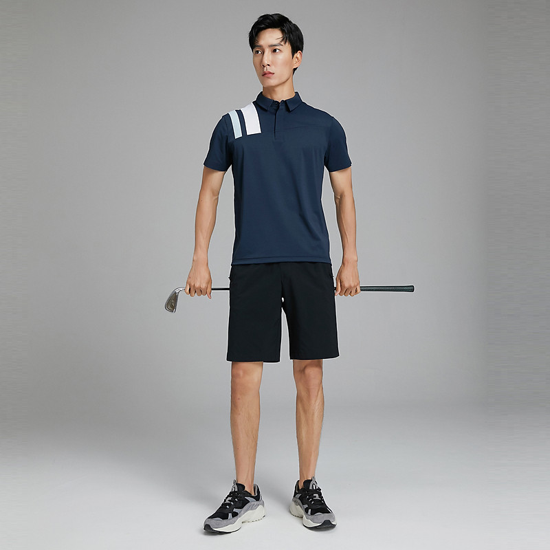 rapido雳霹2021夏季男士高尔夫系列白色竖纹撞色运动polo衫