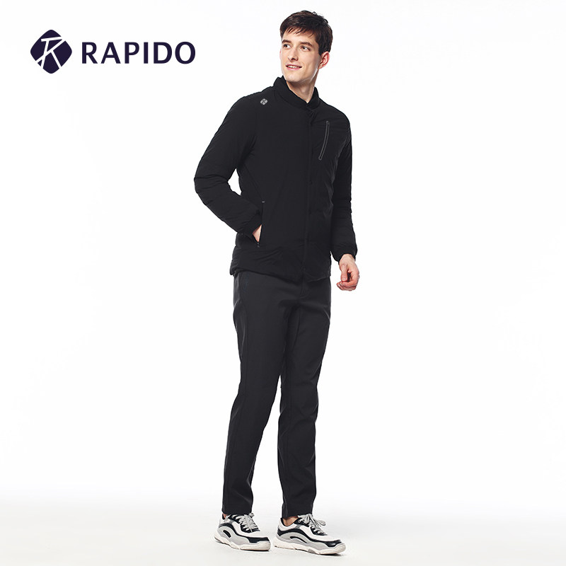 rapido 冬季男士衬衫形轻薄立领商务休闲运动羽绒服外套