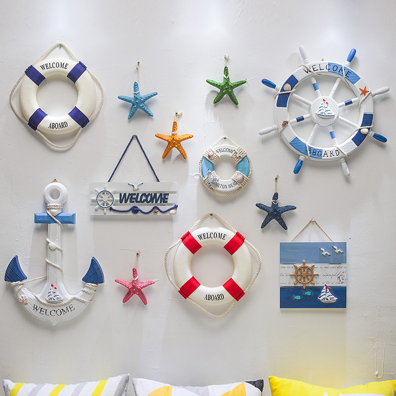 地中海装饰挂件儿童墙面挂饰船舵船锚海星壁饰壁饰