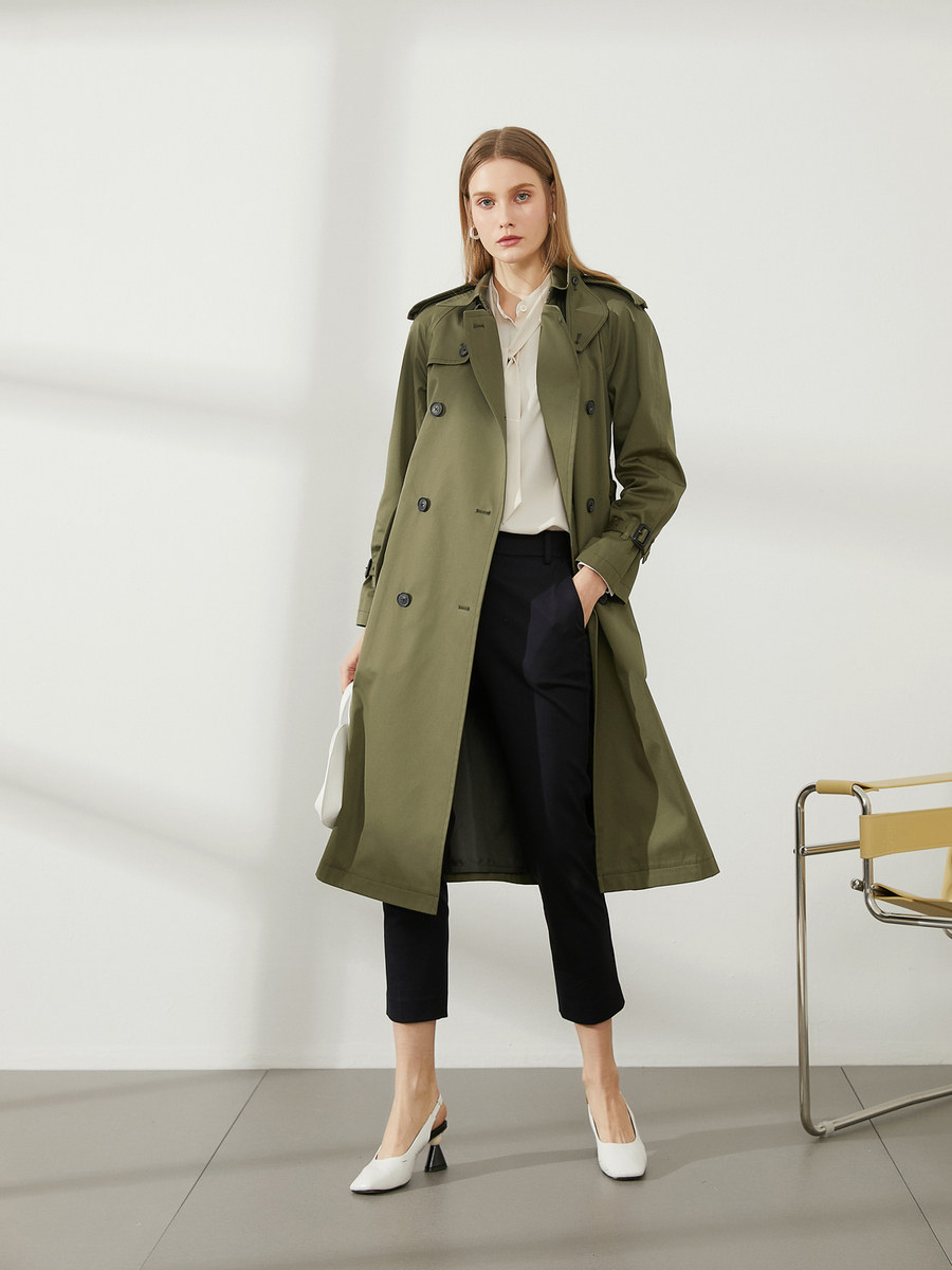 beanpole滨波秋季新品女士通勤字型长款收腰风衣