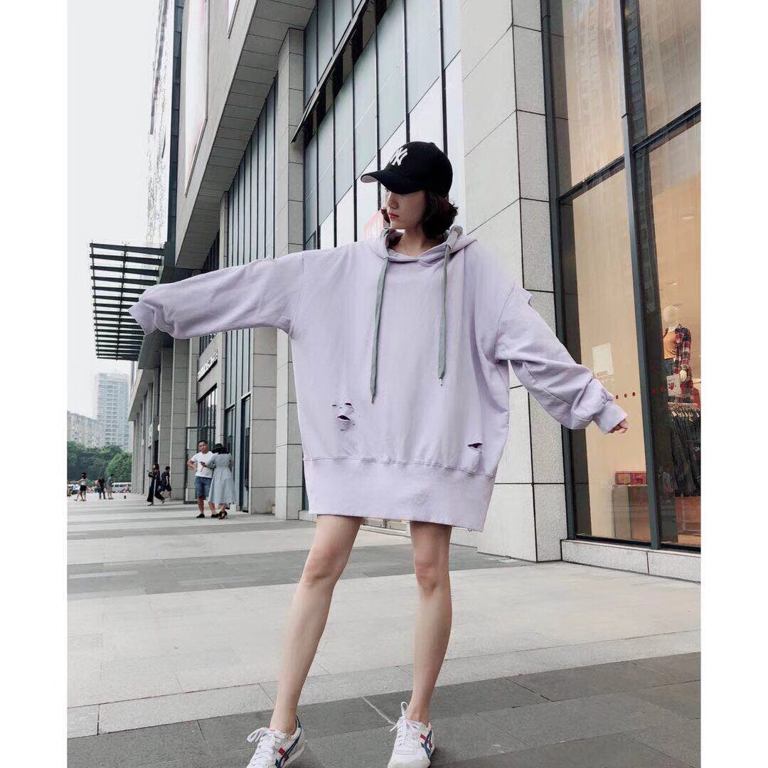 sunflower新款秋装韩国ulzzang宽松破洞连帽套头bf卫衣