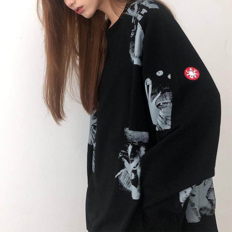 cavemptce鬼手印花无帽套头ce卫衣女ins卫衣
