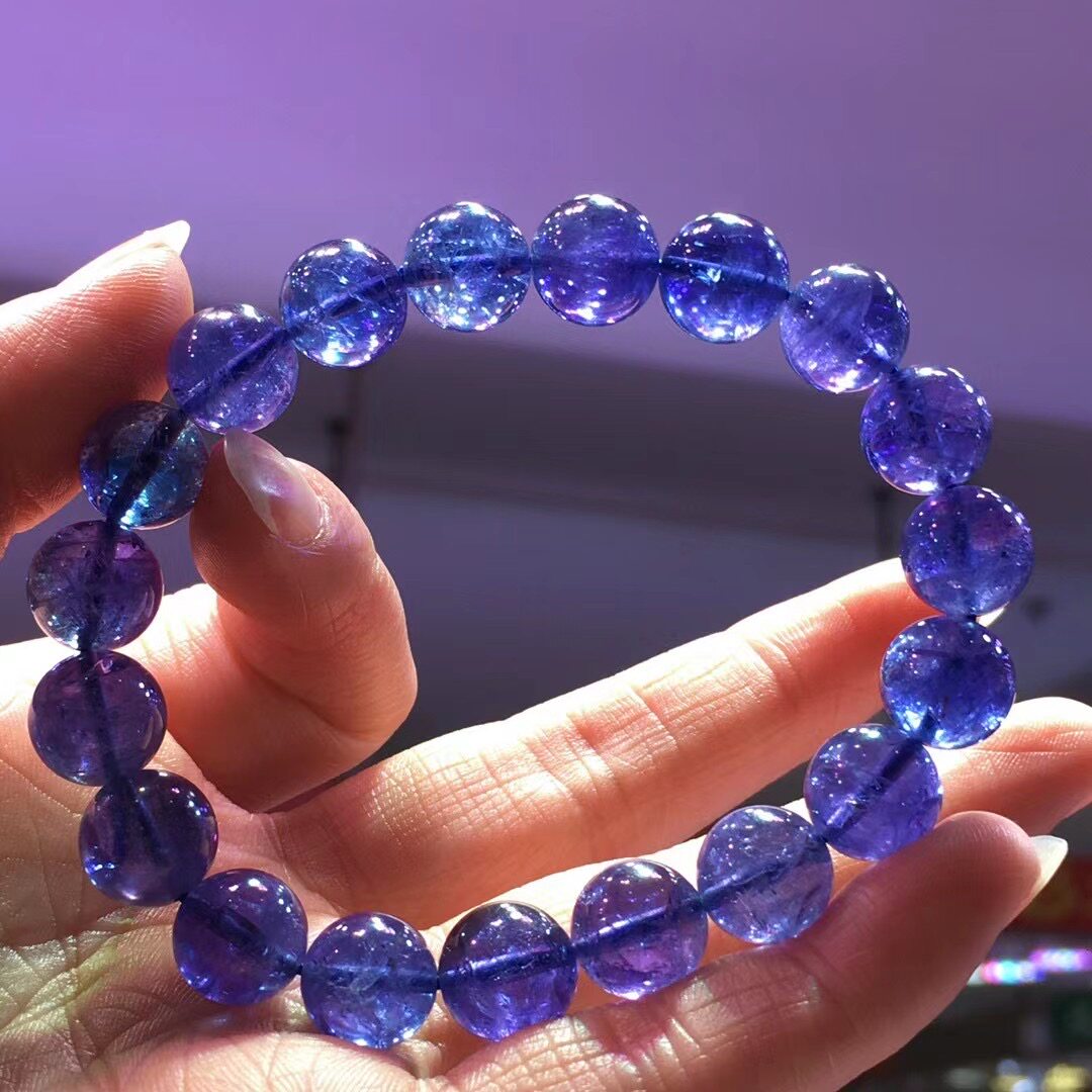 天然水晶冰透坦桑石手链手链手串10mm蓝宝石海洋之心一物一图手链