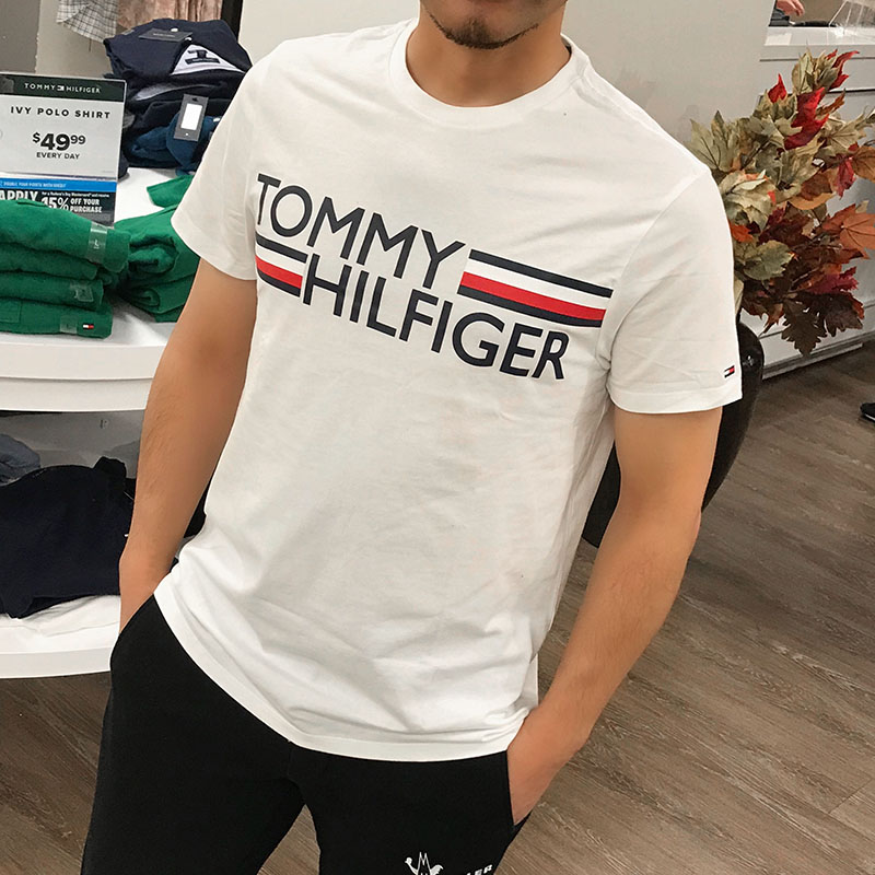 Tommy Hilfiger汤米2022新款男士青春潮流字母纯棉圆领短袖T恤衫