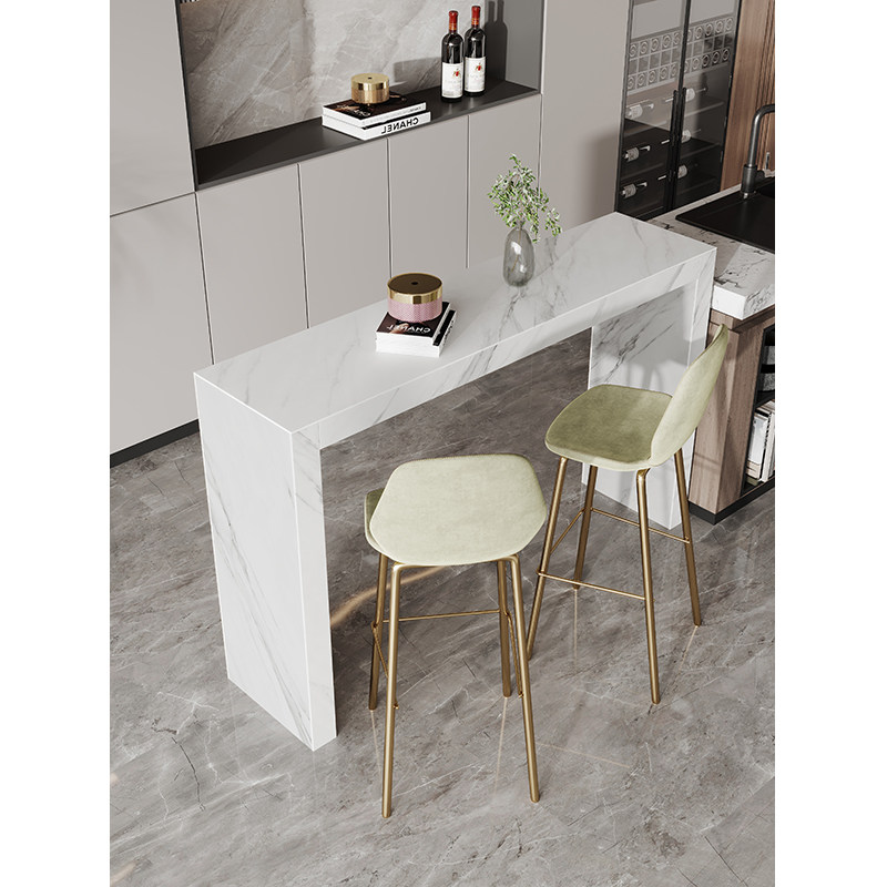 轻奢岩板吧台桌家用高端现代简约带储藏柜高吧桌开放式厨房意式台-mc