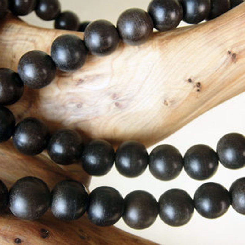 乌木佛珠碳化木阴沉108颗10mm麻柳精磨念珠项链佛珠