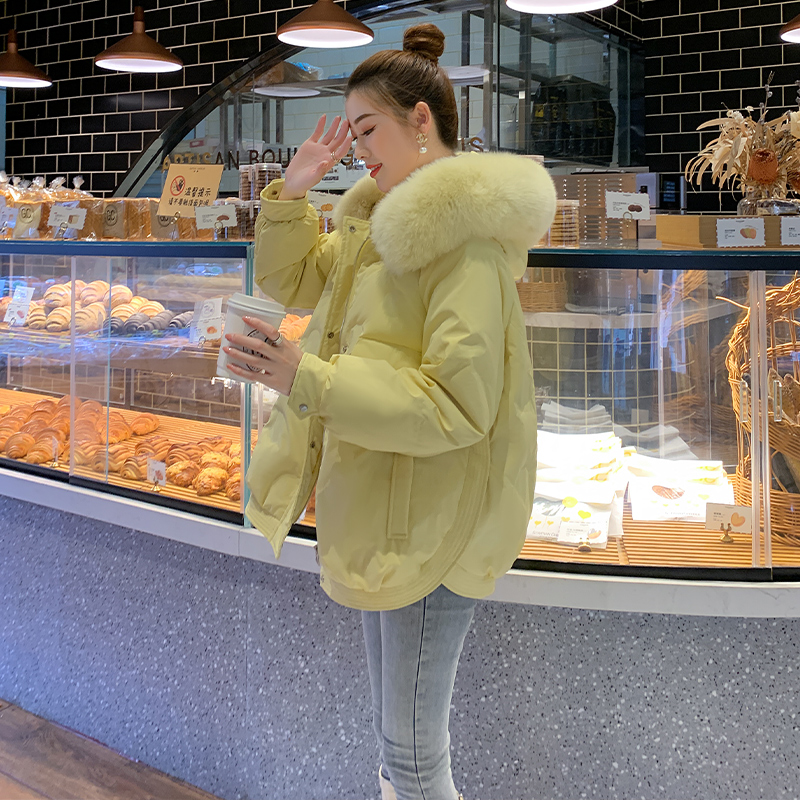 羽绒服女2021年新款韩版时尚加厚白鸭绒连帽狐狸毛领小个子外套潮