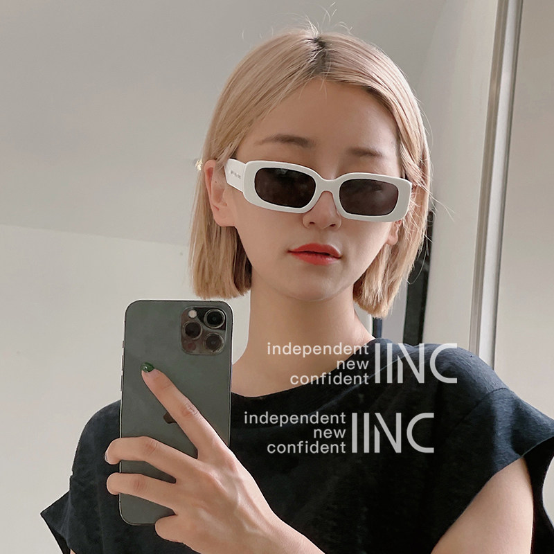 iinc买手bonnieclydeshowandtell醋酸矩形墨镜太阳眼镜