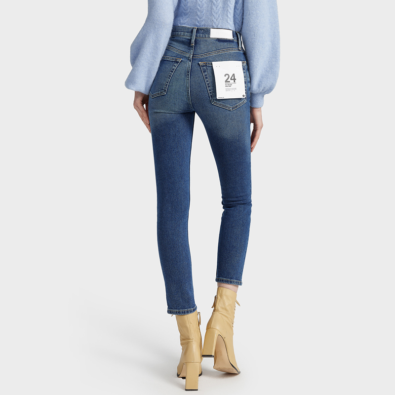 jennie同款redone深蓝紧身牛仔裤小个子舒适显瘦牛仔裤