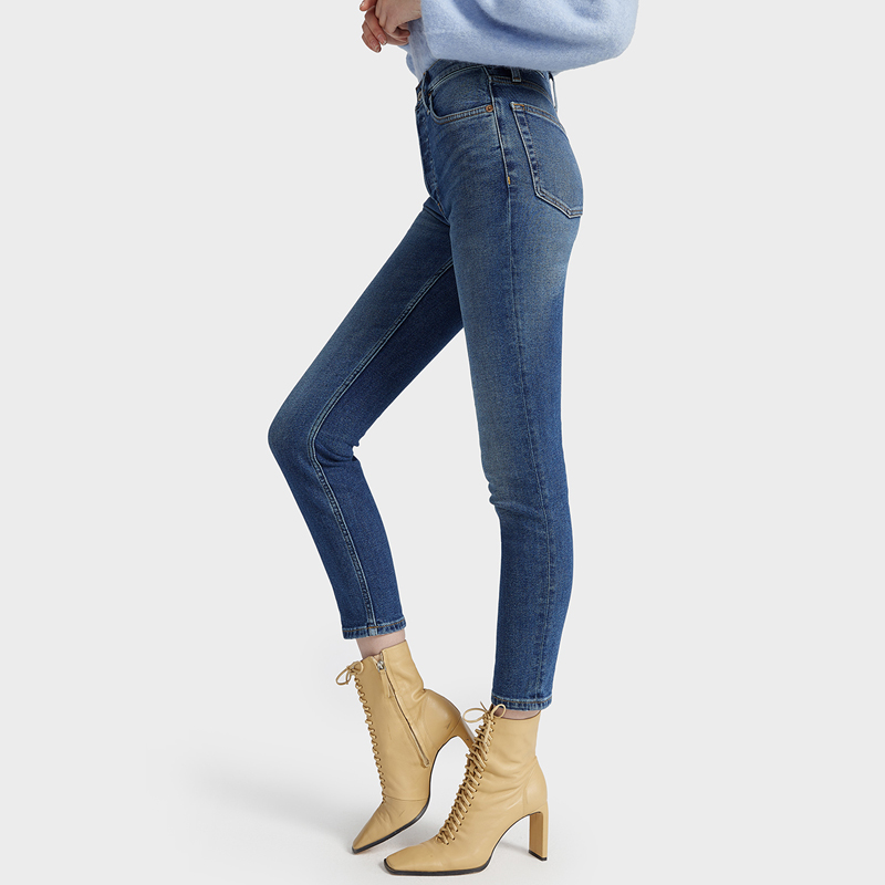 jennie同款redone深蓝紧身牛仔裤小个子舒适显瘦牛仔裤