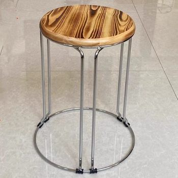 ອາຈົມໄມ້ແຂງໃນຄົວເຮືອນ stackable round chair set stool iron dormitory restaurant adult thickened steel stool fashionable