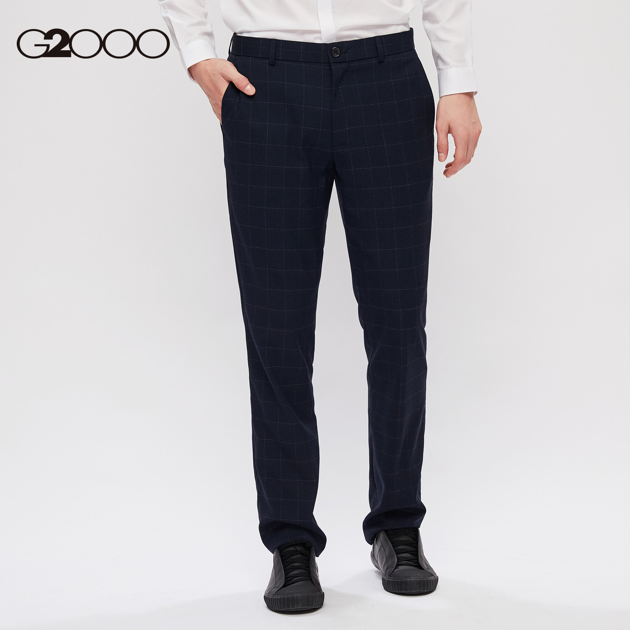 g2000男装attwenty经典款方格暗纹潮流商务职业西裤男