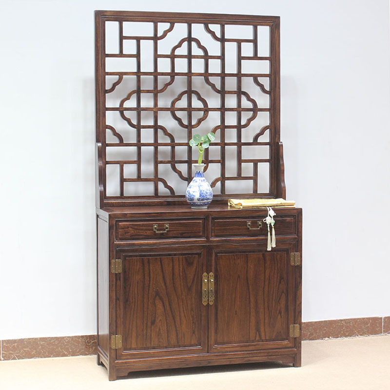 新中式门厅装饰双面物花格柜储玄关隔断古典明清鞋柜