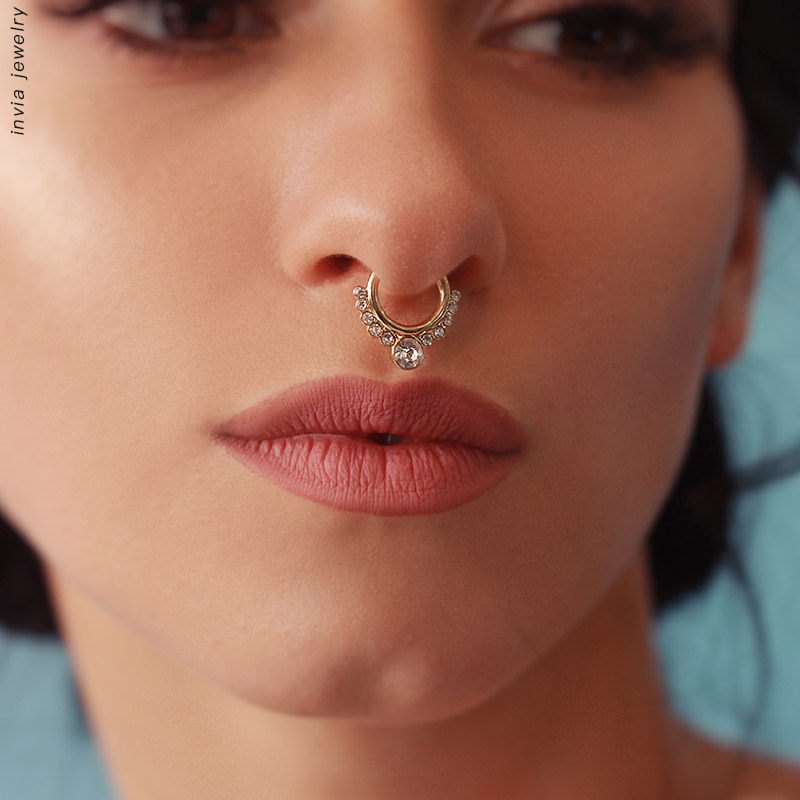 鼻钉无洞假贴印度首饰女防过敏鼻环超闪镶钻其它首饰
