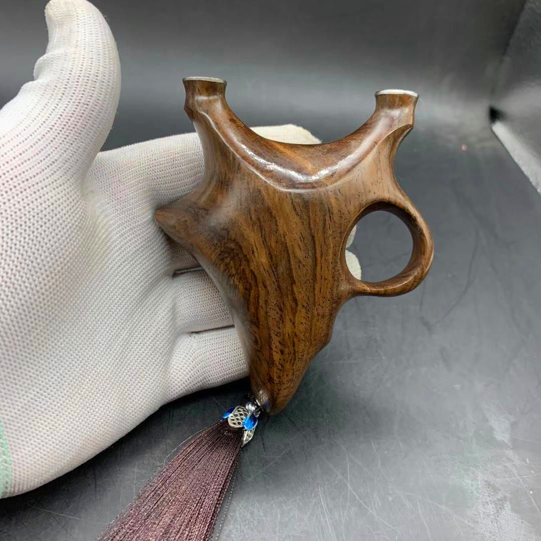 黑檀木实木拦天雀弹弓竞技个性异形小扁皮反曲弹工架高档弾弓户外