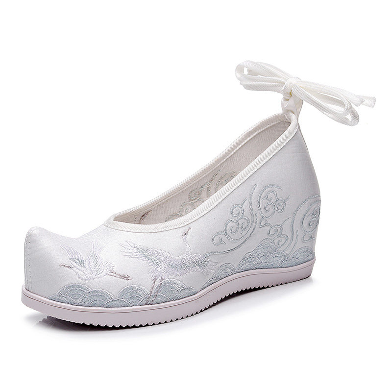 老北京翘头汉服绣花花布弓鞋子女国风宋制内增高布鞋