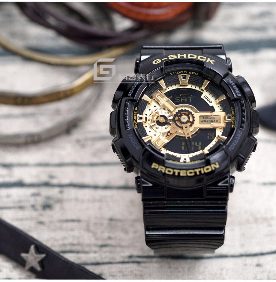 卡西欧手表g-shock防水运动电子表武士ga-110-1b日韩腕表