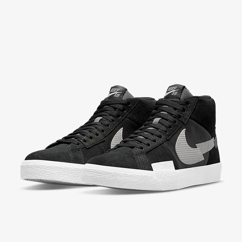 nike耐克sbzoomblazer开拓者黑白灰断勾中帮休闲鞋运动休闲鞋