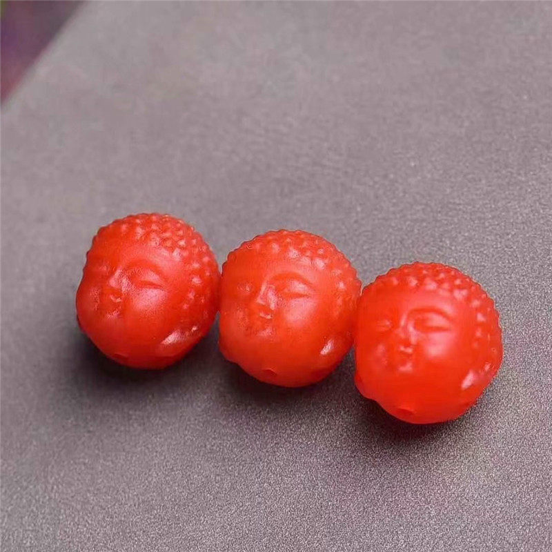 南红天然保山玛瑙雕刻如来小佛头隔珠散珠diydiy配件
