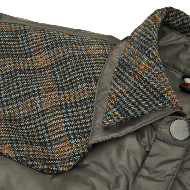 90%鸭绒格子布 多口袋 翻领 男士 休闲 无缝羽绒服 羽绒内胆男