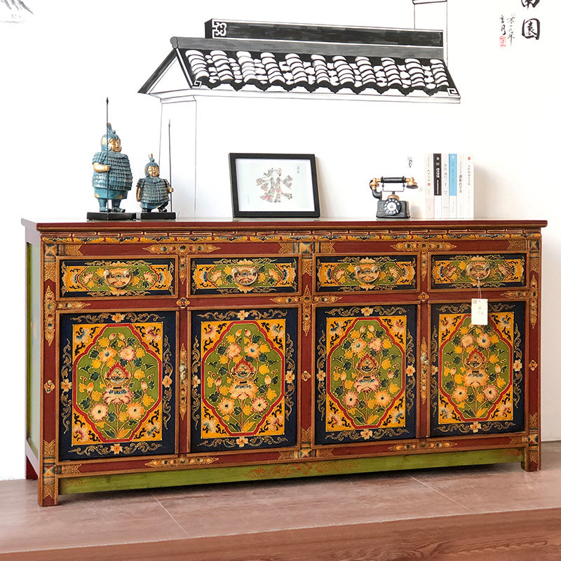 藏式家具西藏客厅玄关中式实木储物收纳餐边柜鞋柜