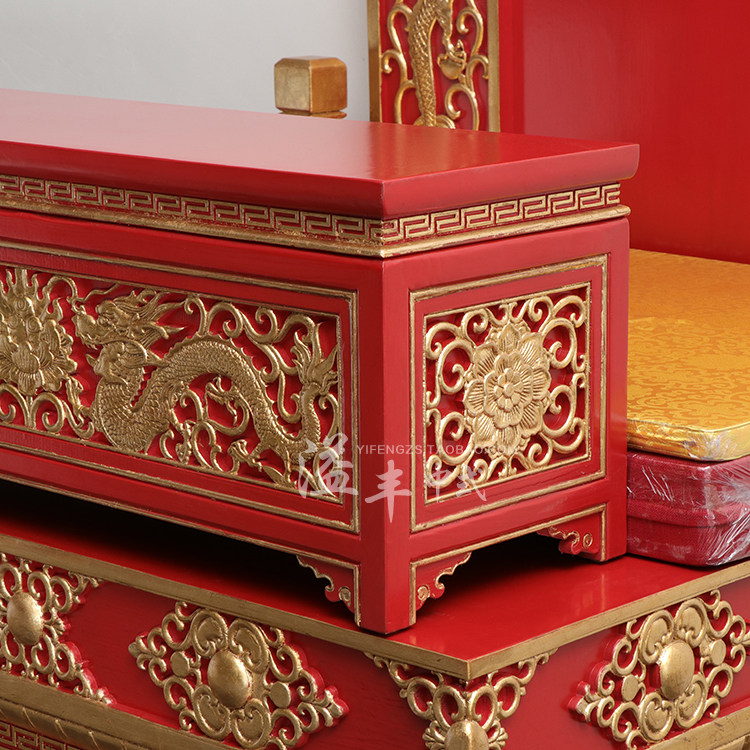 新中式床榻讲经道教宝座藏式西藏鎏金沙发师座实木沙发