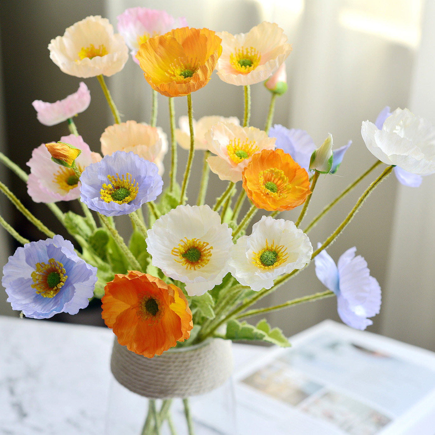 清仓虞美人仿真花假罂粟客厅干花花束家居装饰摆设仿真花