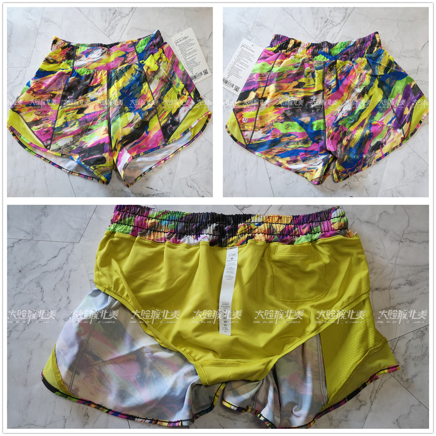现折高低腰短裤低腰跑步lululemon瑜伽short25hothotty瑜伽中