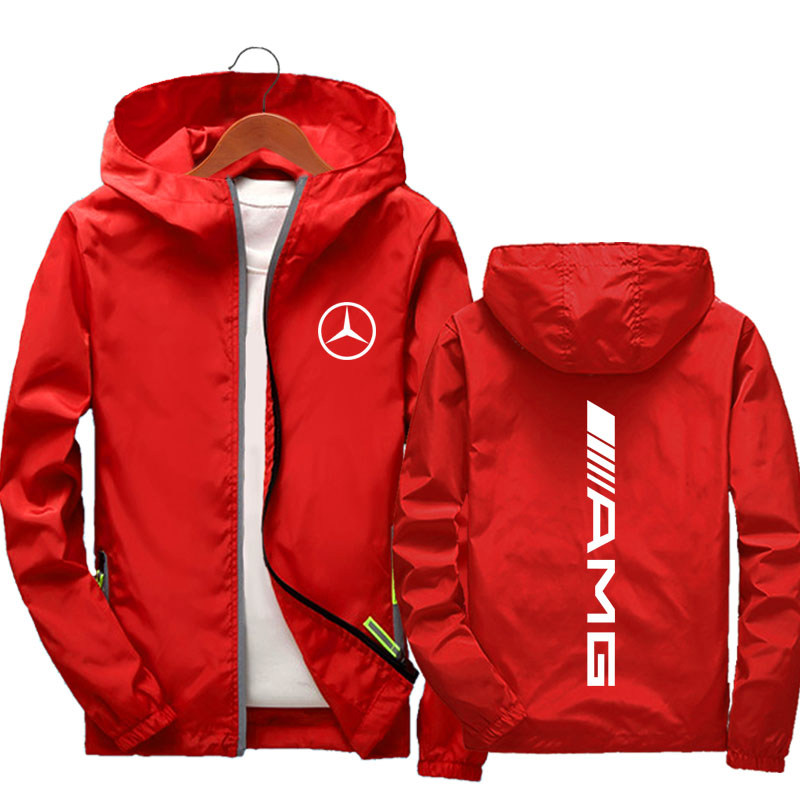 amg奔驰汽车4s工作服连帽风衣休闲男装外套风衣定制