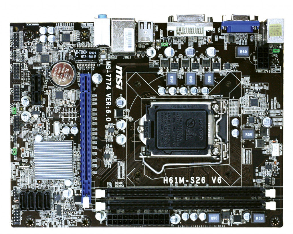 主板微星h61ms26v6ms7774台式机1155针ddr3电脑主板