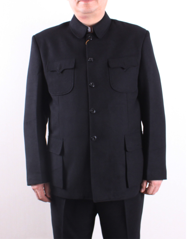 套装羊毛毛呢料中中山装中老年人加厚呢子中山爸爸中山装