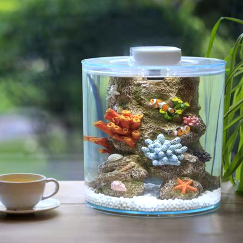 小丑鱼海水鱼缸小型意大利进口marina创意桌面观赏海鱼缸