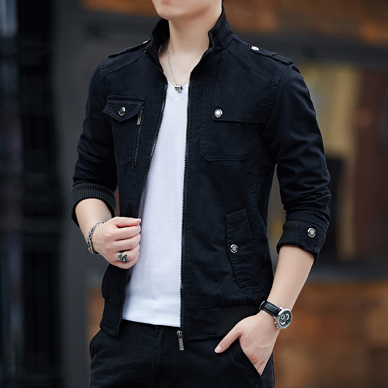 男士外套春秋2022新款春季韩版潮流纯棉工装上衣服春装夹克男装薄