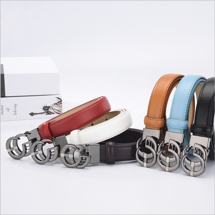 cg皮带女网网红平滑腰带女士细腰真皮休闲腰带