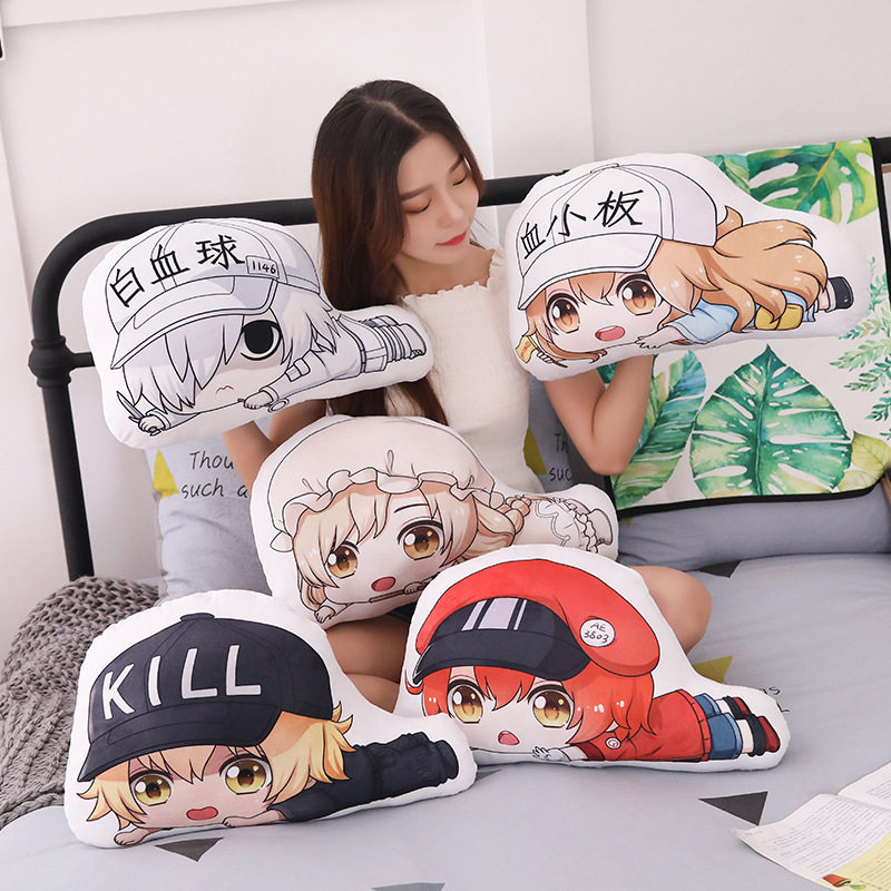 双面抱枕工作细胞周边动漫红细胞白细胞血小板红血球毛绒布艺类玩具