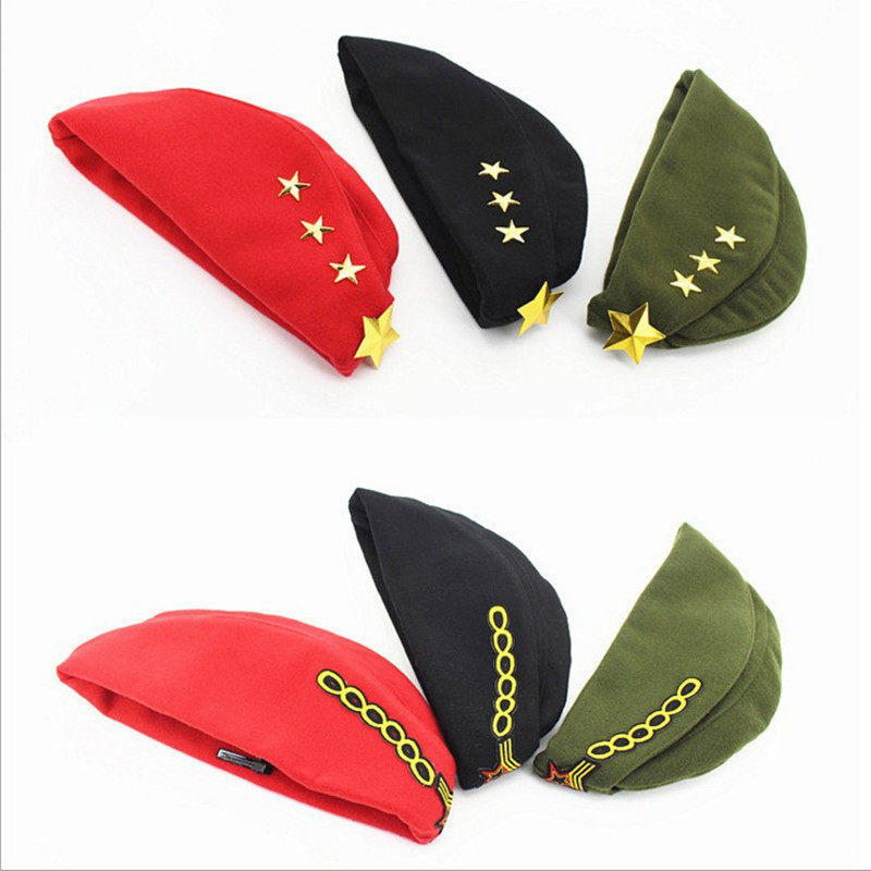 水兵演出帽子舞帽子女新款表演广场舞红色船型军迷帽