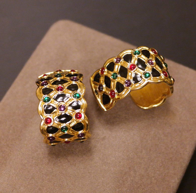 vintage古董首饰joanrivers复古红绿优雅耳夹