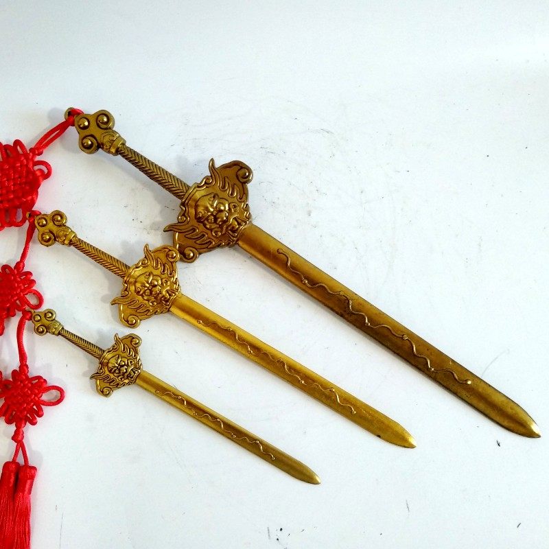 包邮 开光纯铜 七星剑 铜剑 镇宅辟邪 乔迁家居风水摆件饰品