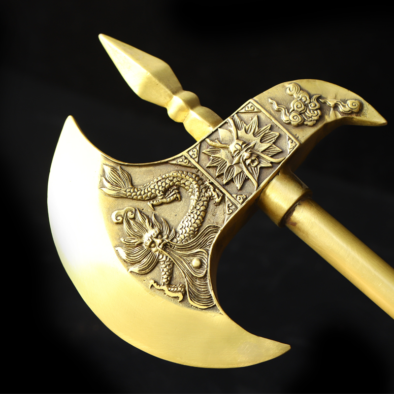 精品铜器纯铜镇宅神斧开山神龙头斧铜斧子镇宅辟摆件