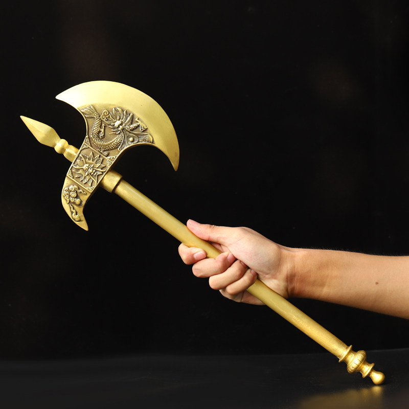 精品铜器纯铜镇宅神斧开山神龙头斧铜斧子镇宅辟摆件
