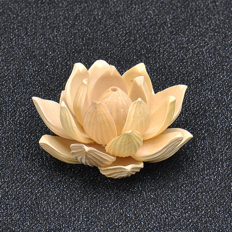 桃木莲花摆件花瓣挂件实木雕刻车挂配饰配件木雕