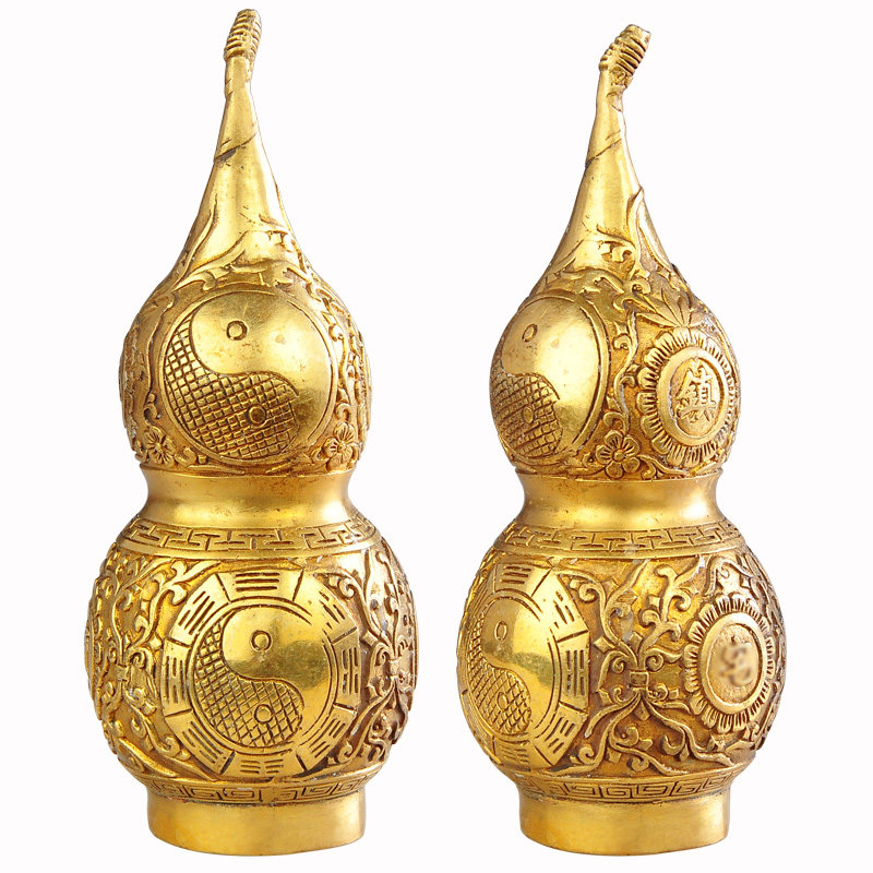 葫芦普生缘黄铜八卦八卦图图案大小小号摆件家居摆件