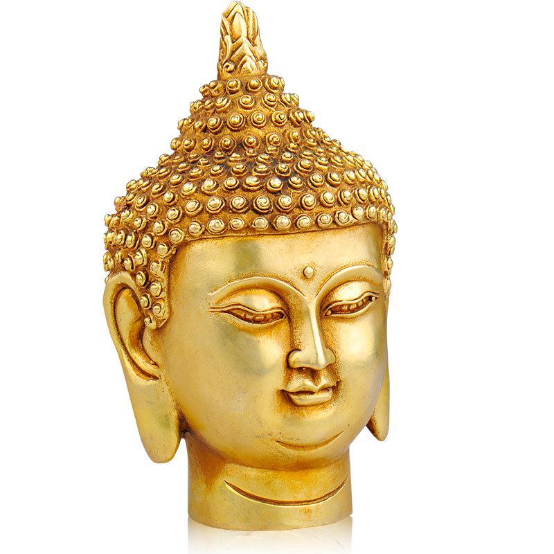 普生缘纯铜佛头佛首释迦摩尼如来佛佛像摆件办公室摆件